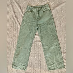 Sage green straight leg jeans